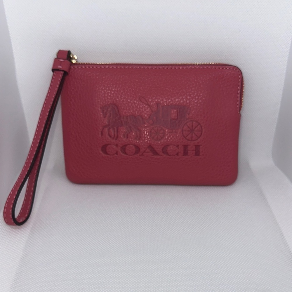 COACH PEBBLE-LEATHER SIGNATURE HORSE
& CARRIAGE EMBOSSED WRISTLET BELLA~ROSAE - Picture 2 of 5